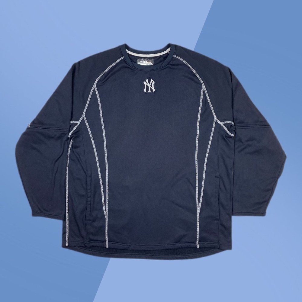 Majestic MLB New York Yankees Navy Blue Thermal Training L/S Shirt Men's XL